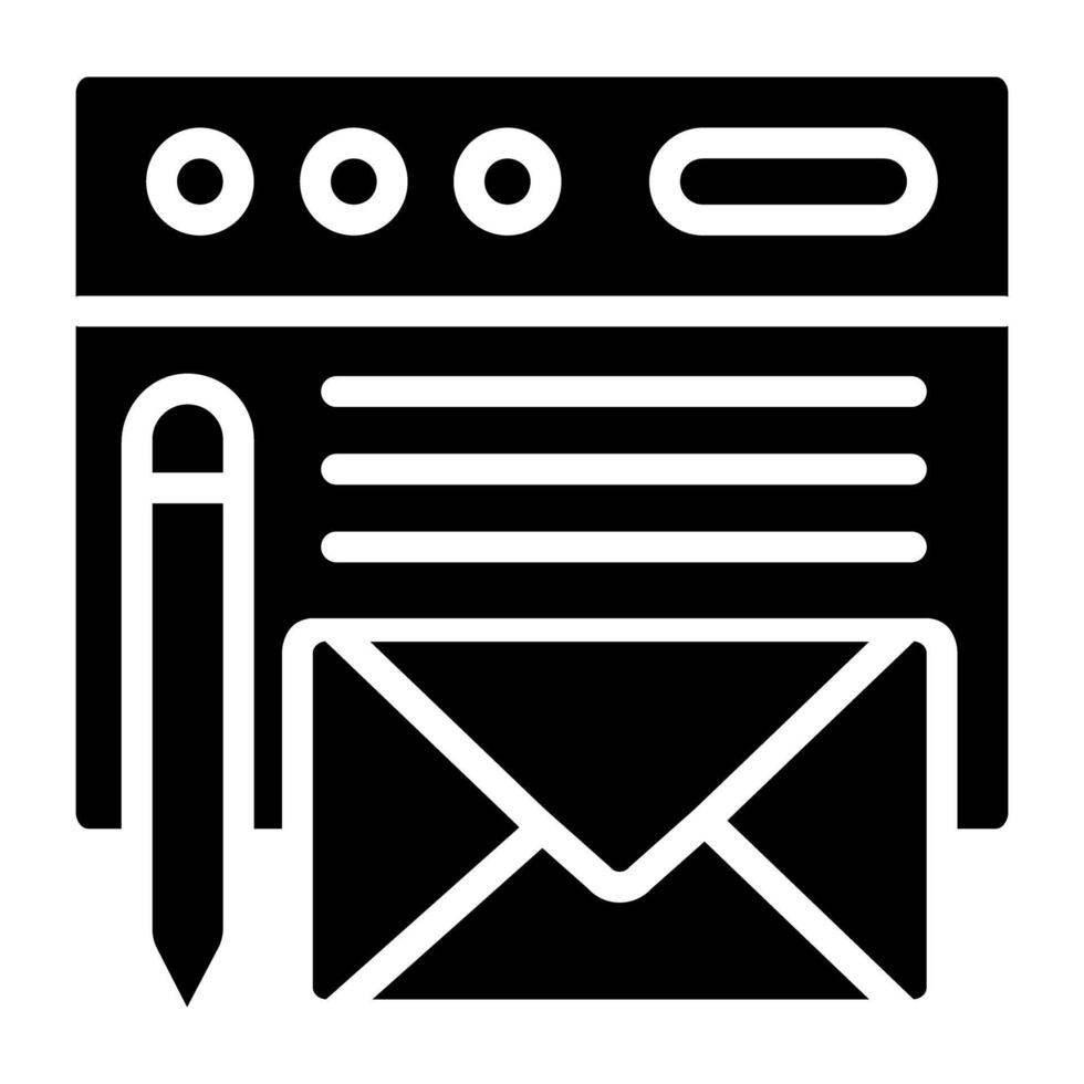 Symbol von schreiben Email, solide Design vektor