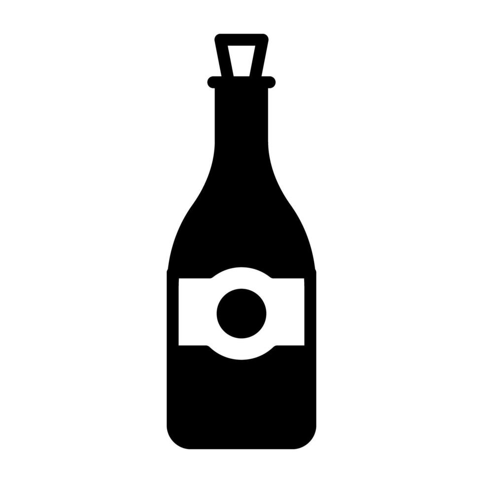 solide Design von Wein Flasche, Whiskey Symbol vektor