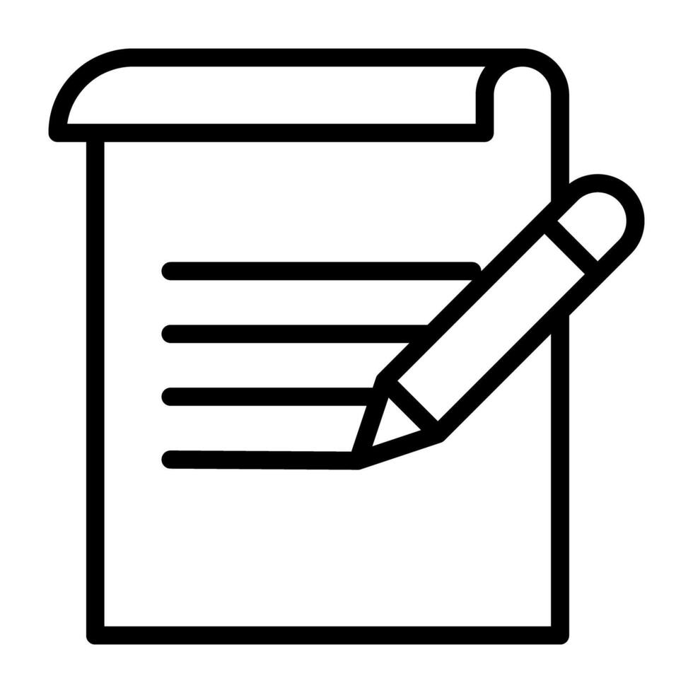 Papier mit Bleistift, Symbol von Artikel Schreiben vektor