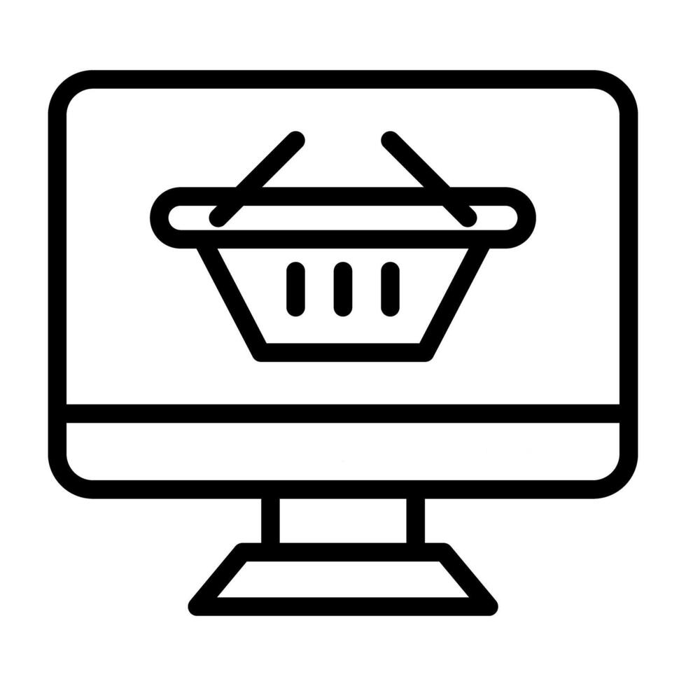 Korb Innerhalb Monitor, online Einkaufen Symbol vektor