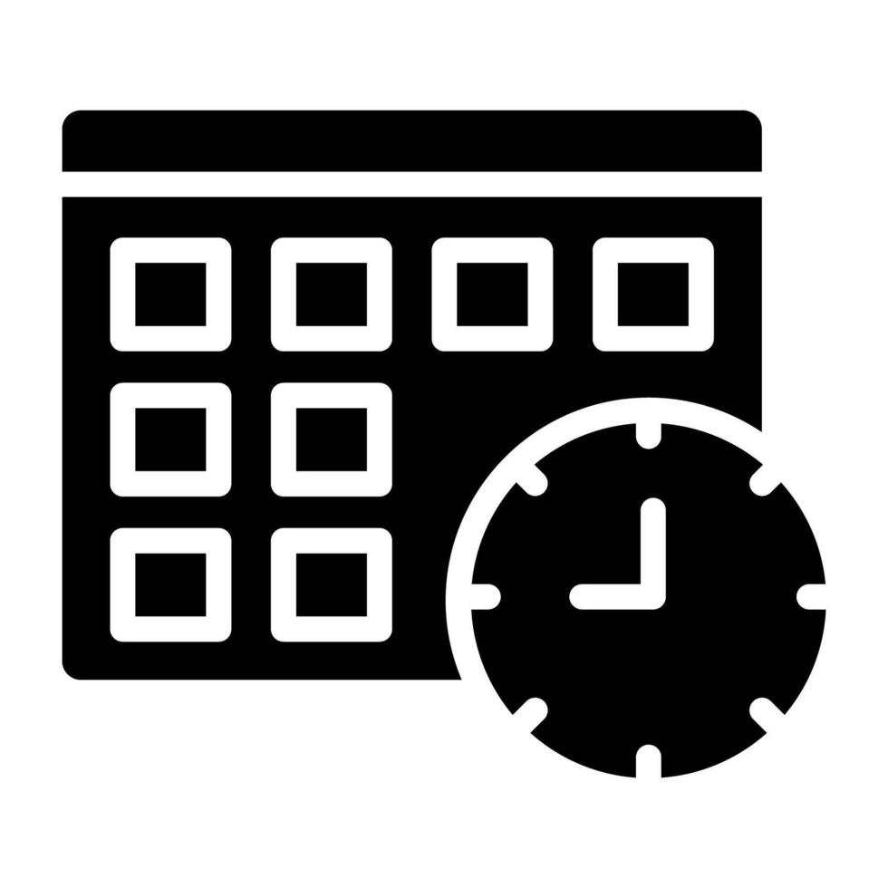 klocka med kalender, tidtabell ikon vektor