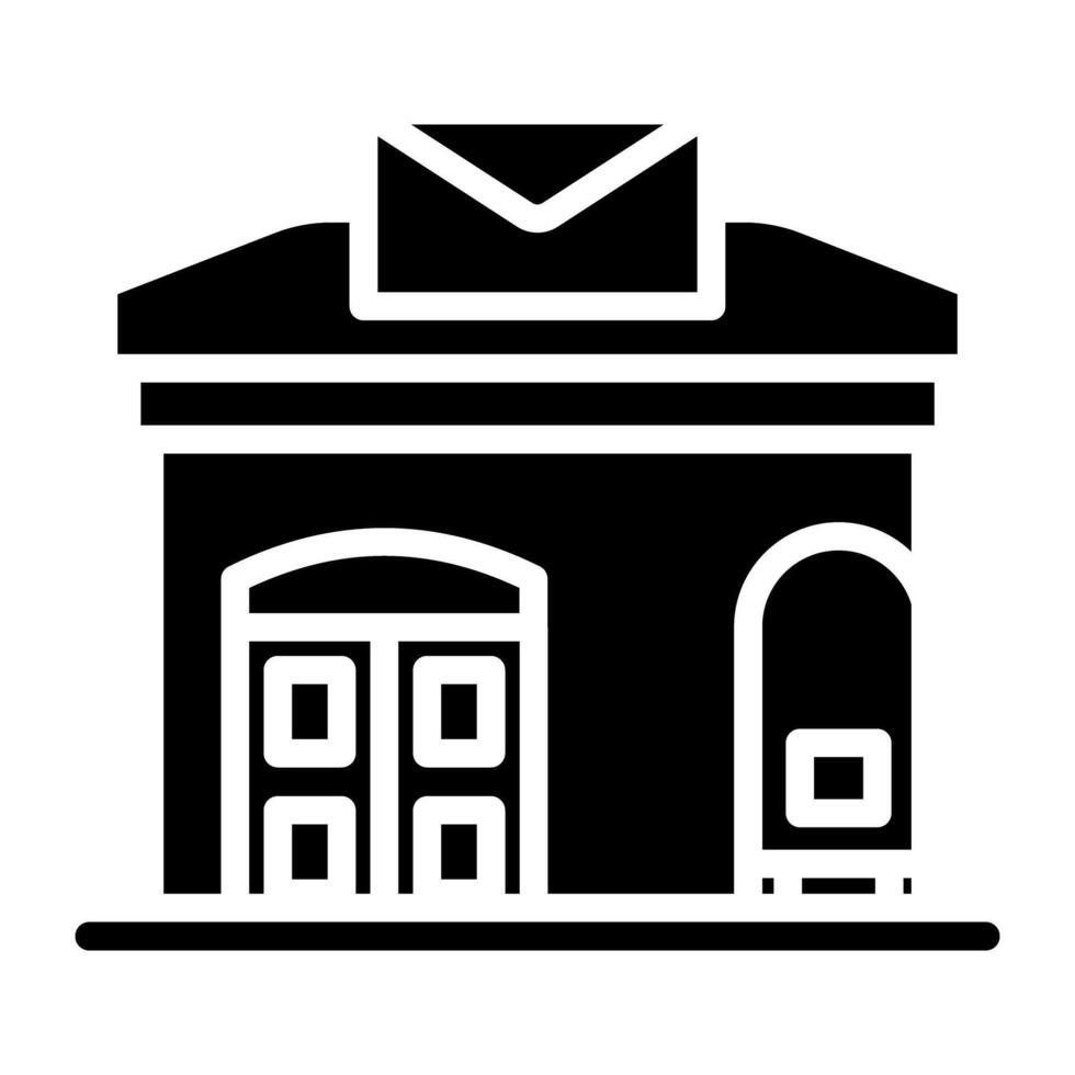 byggnad med post kuvert betecknar posta kontor byggnad ikon vektor