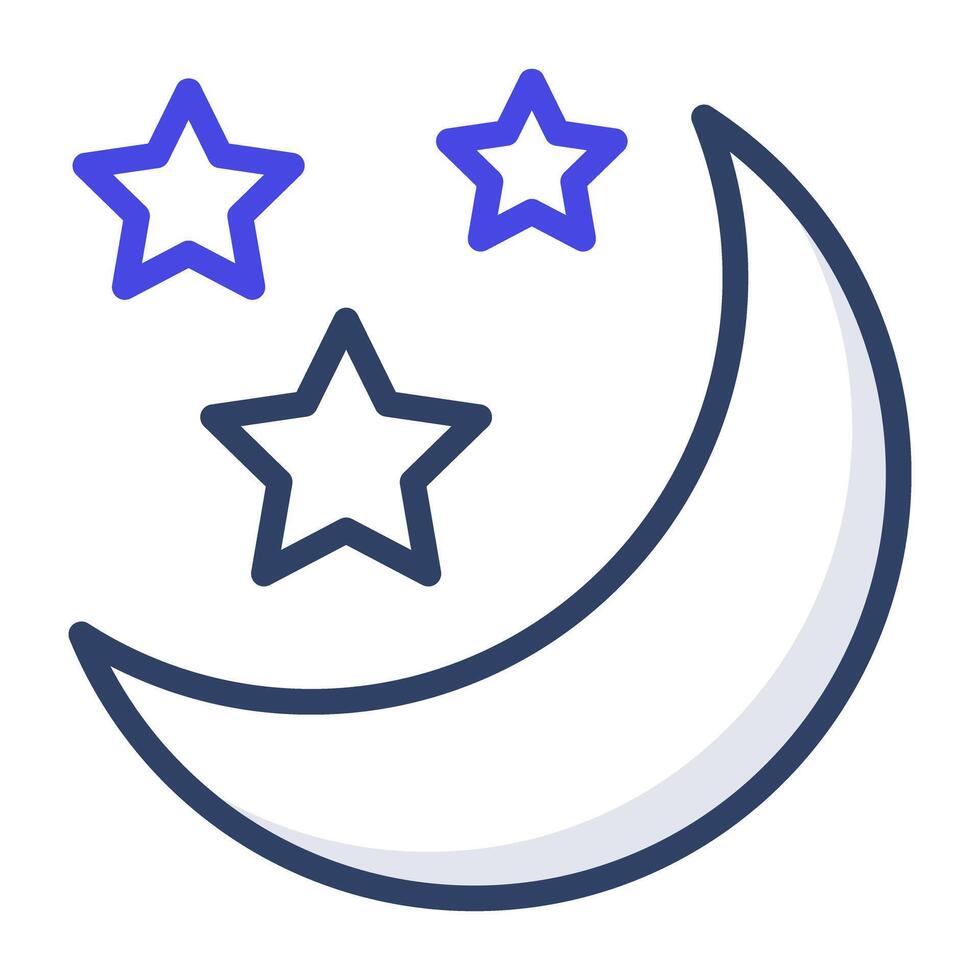 Mond mit Sterne, Nachtzeit Symbol vektor