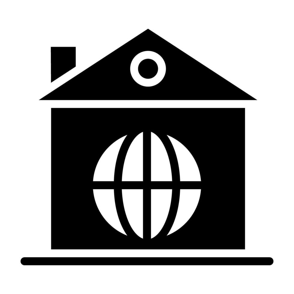 klot inuti hus, global Hem ikon vektor