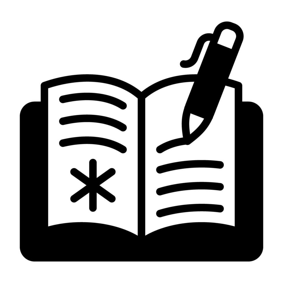 Heft mit Bleistift, medizinisch Buch Schreiben Symbol vektor