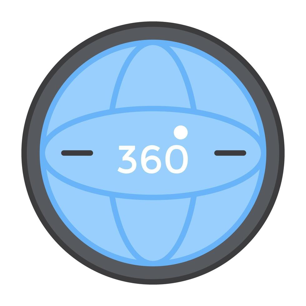 ein editierbar Design Symbol von 360 Grad Globus vektor