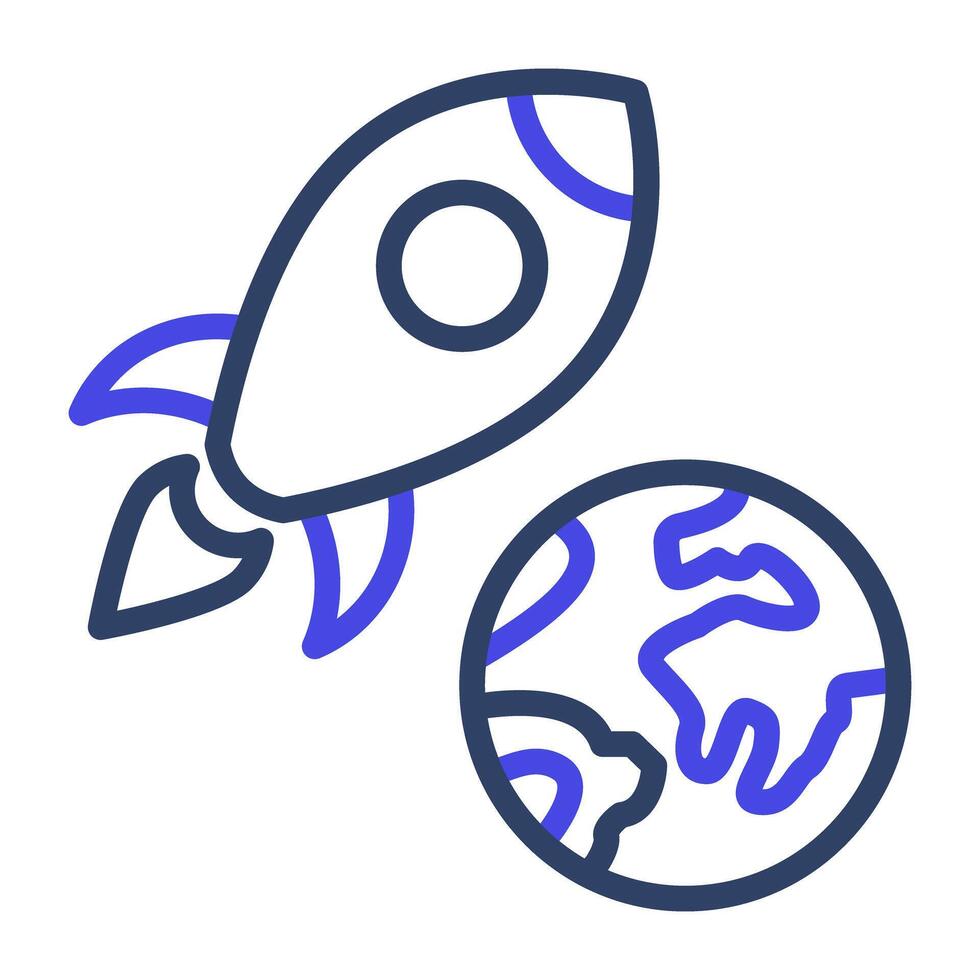 raket med planet, ikon av Plats bärraket vektor