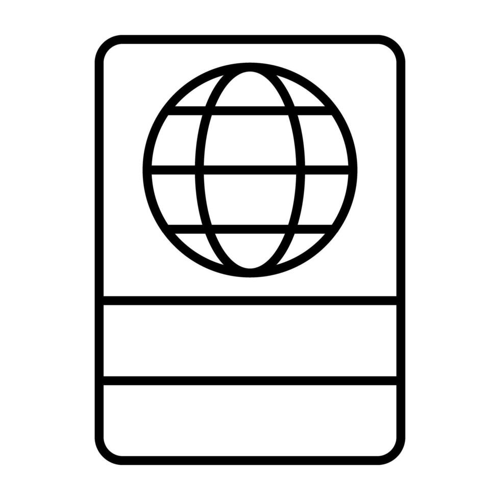 över hela världen resa tillåta ikon, linjär design av pass vektor