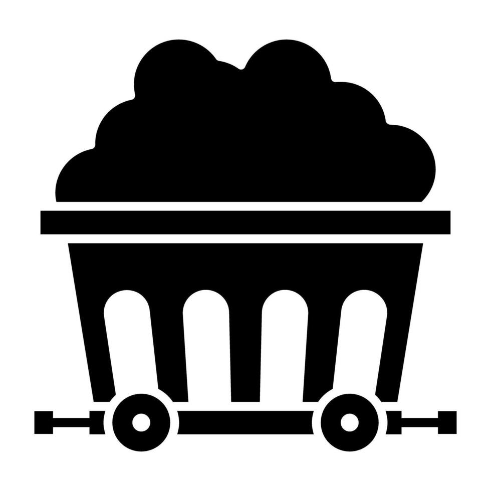 en glyf design, ikon av kol brytning vektor