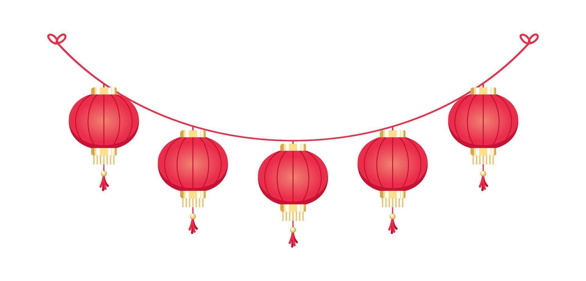 Chinesisch Laterne hängend Girlande, Mond- Neu Jahr und mitte Herbst Festival Dekoration Grafik vektor