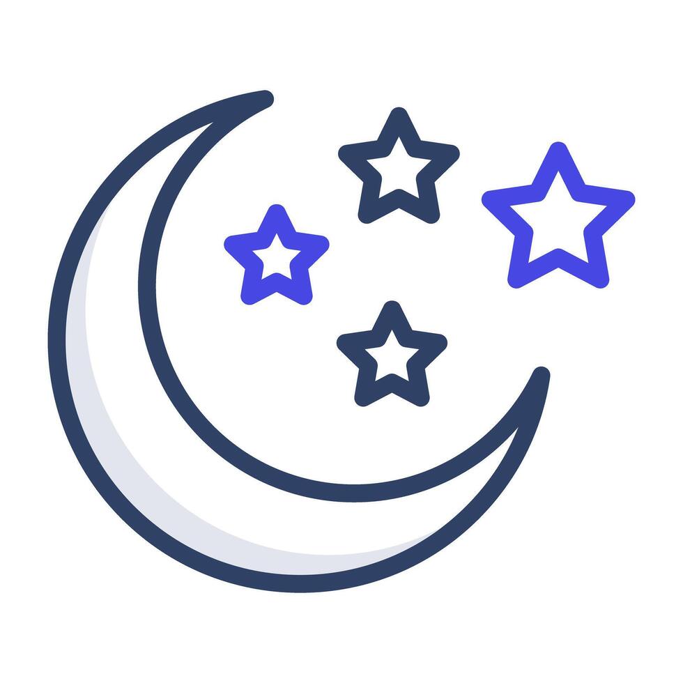 ein modisch Vektor Design von Mond mit Sterne, Nachtzeit