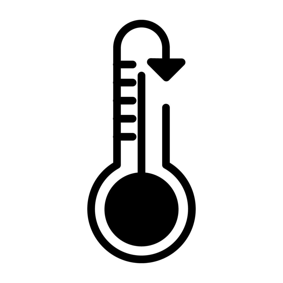 Thermometer mit Abwärtspfeil, der das isometrische Symbol der Temperatur nach unten bezeichnet vektor