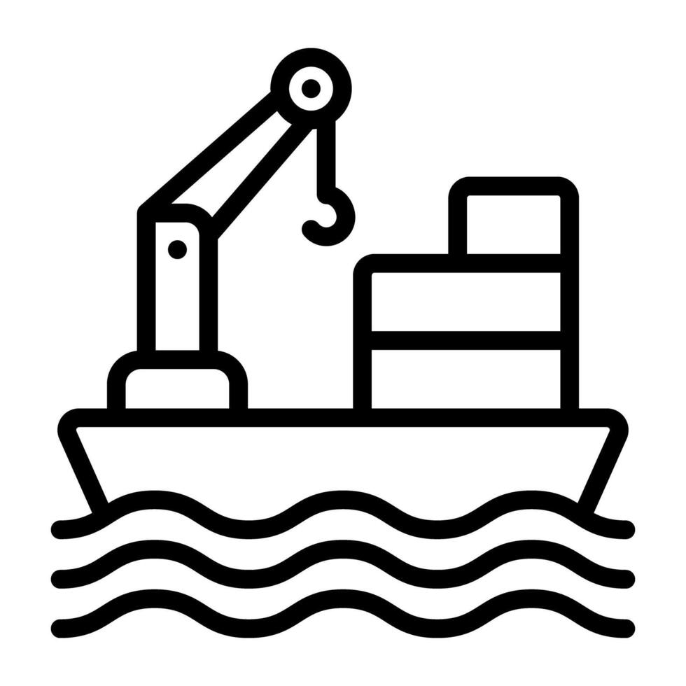 en linjär design, ikon av frakt fartyg vektor