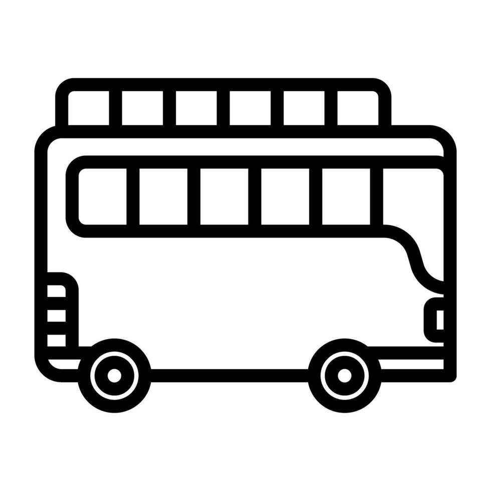 ein Bus Das hat zwei Stockwerke oder Decks, doppelt Decker Bus linear Symbol Design vektor