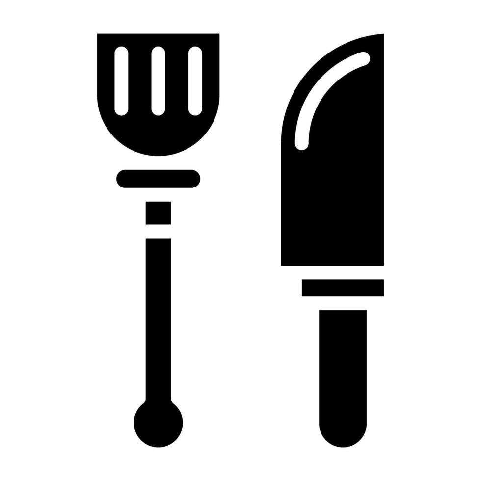 Symbol von Gabel und Messer, gefüllt Design vektor