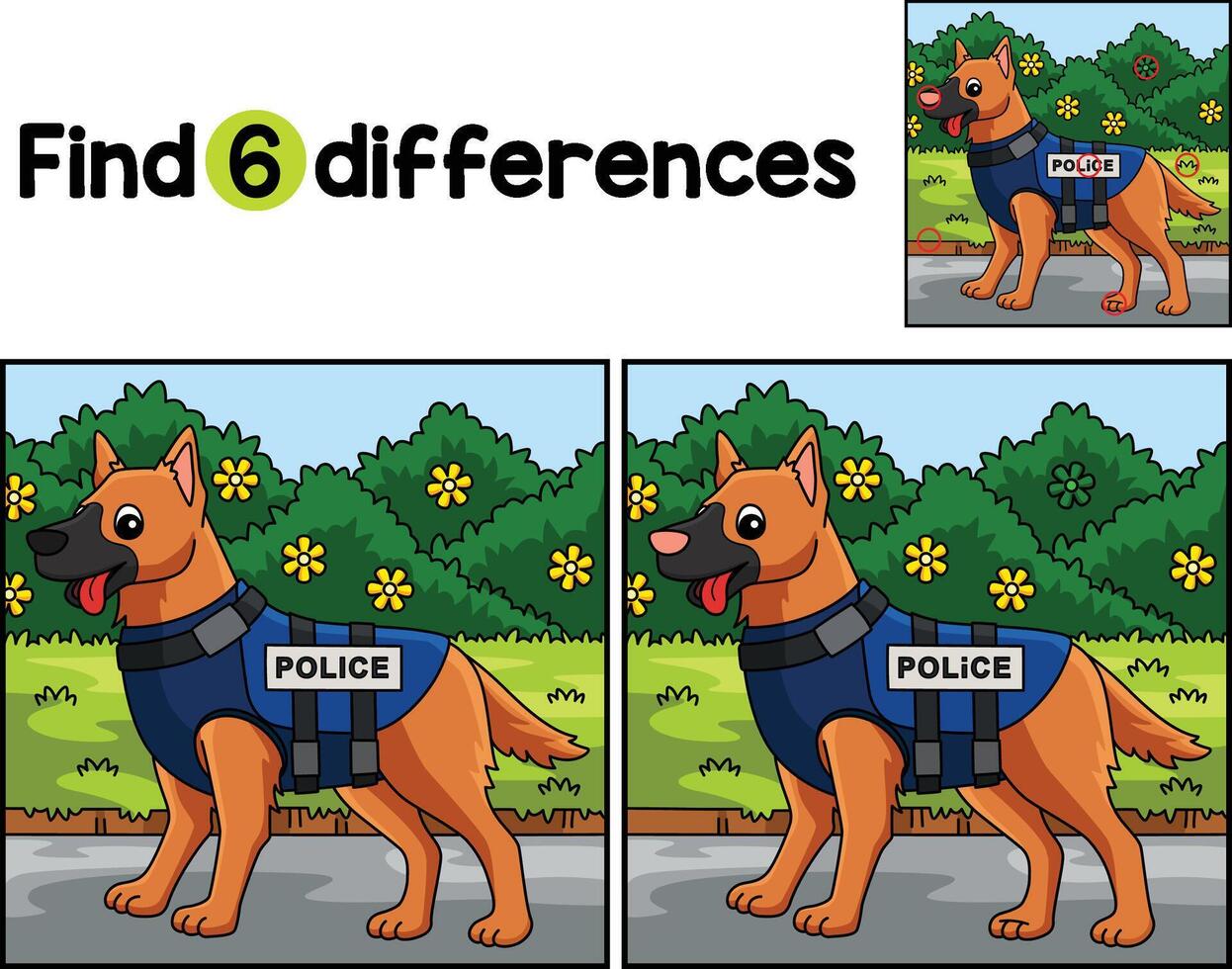 polis hund hitta de skillnader vektor