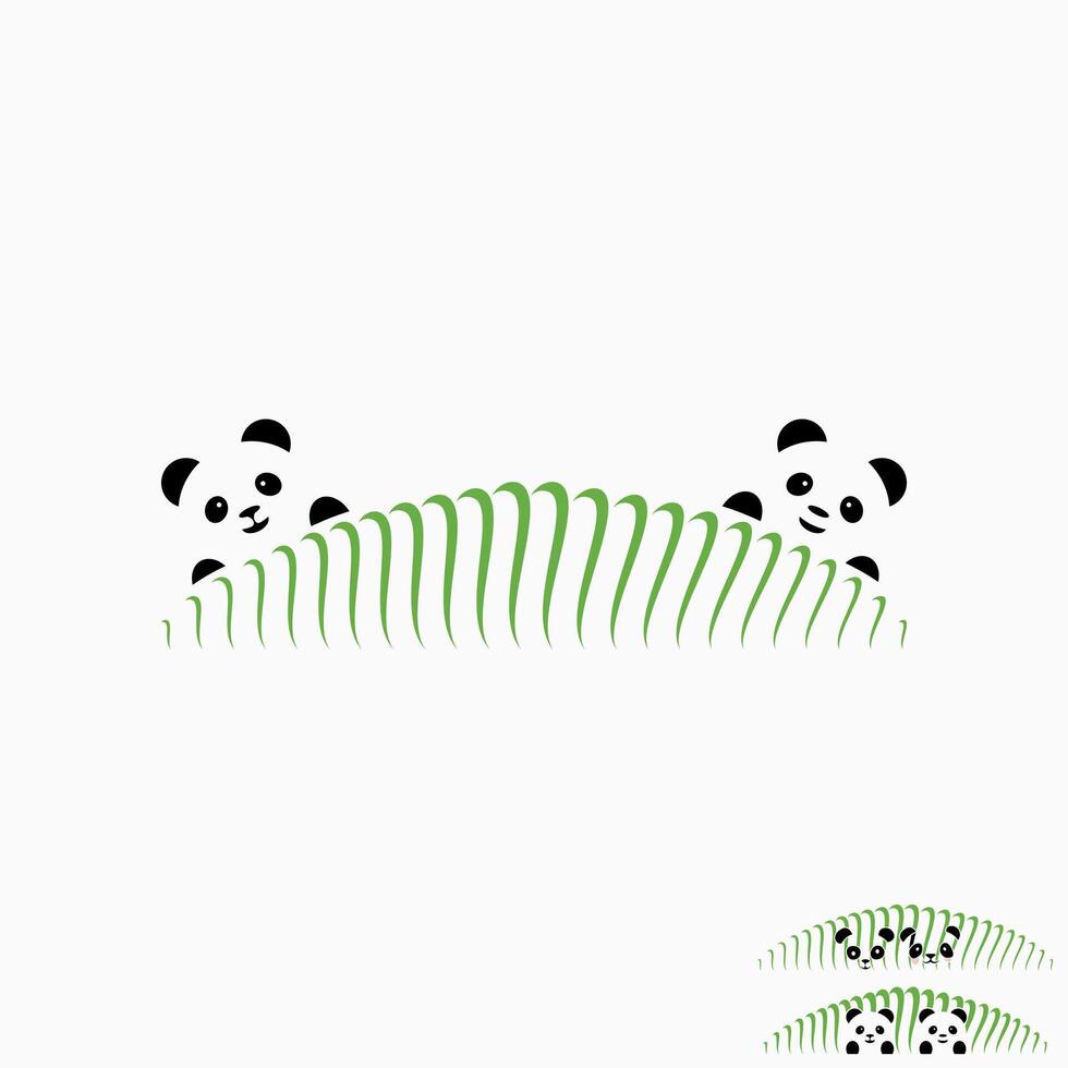 logotyp design grafisk begrepp kreativ premie vektor stock teman abstrakt linje konst byggnad med negativ Plats panda. relatera till djur- söt fast egendom