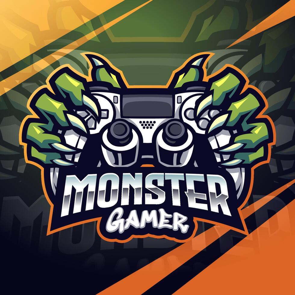 Monster- Spieler Esport Maskottchen Logo Design vektor