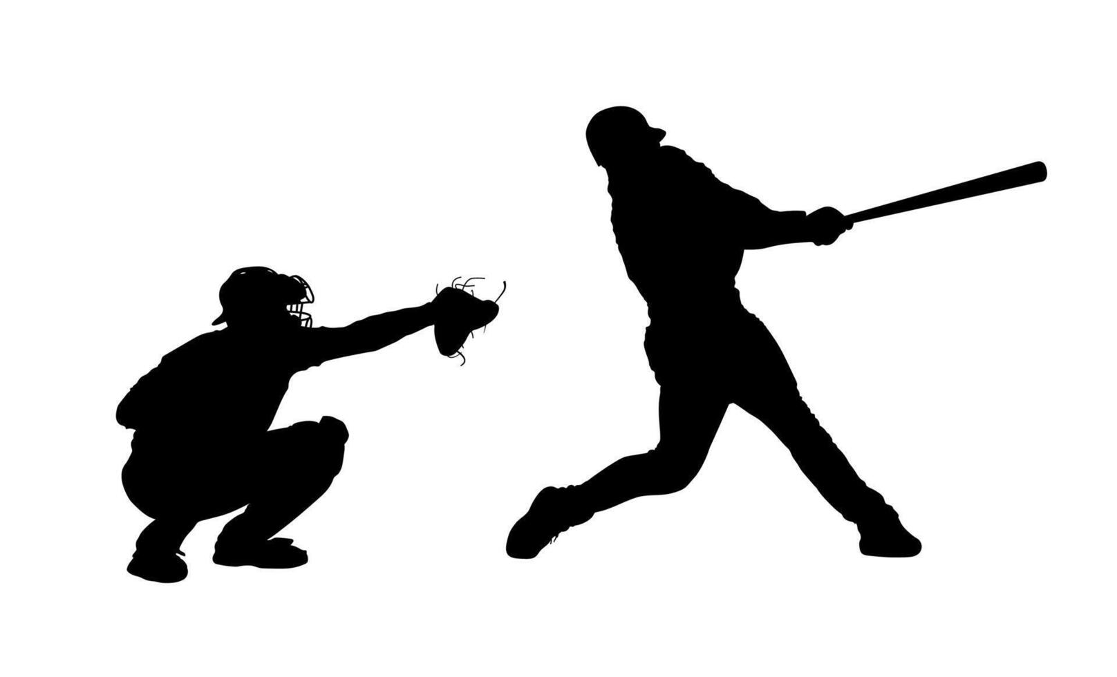 Baseball Spieler Silhouette Vektor Illustrationen, Baseball Spieler detailliert Silhouetten