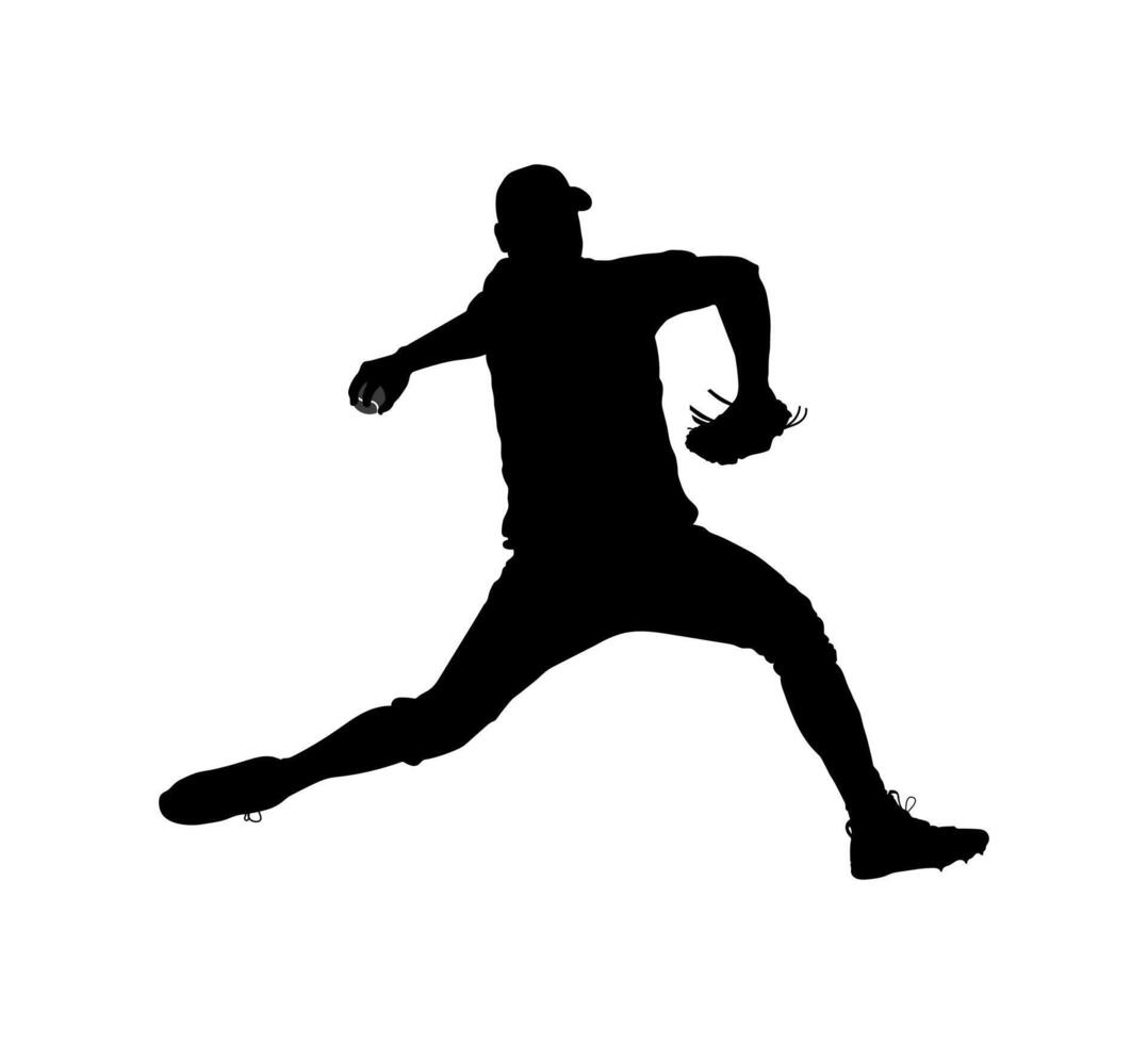 baseboll spelare silhuett vektor illustrationer, baseball spelare detaljerad silhuetter