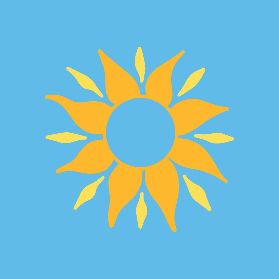 Hand gezeichnet Sonne Symbol isoliert auf Blau Hintergrund. Hand gezeichnet Vektor Kunst