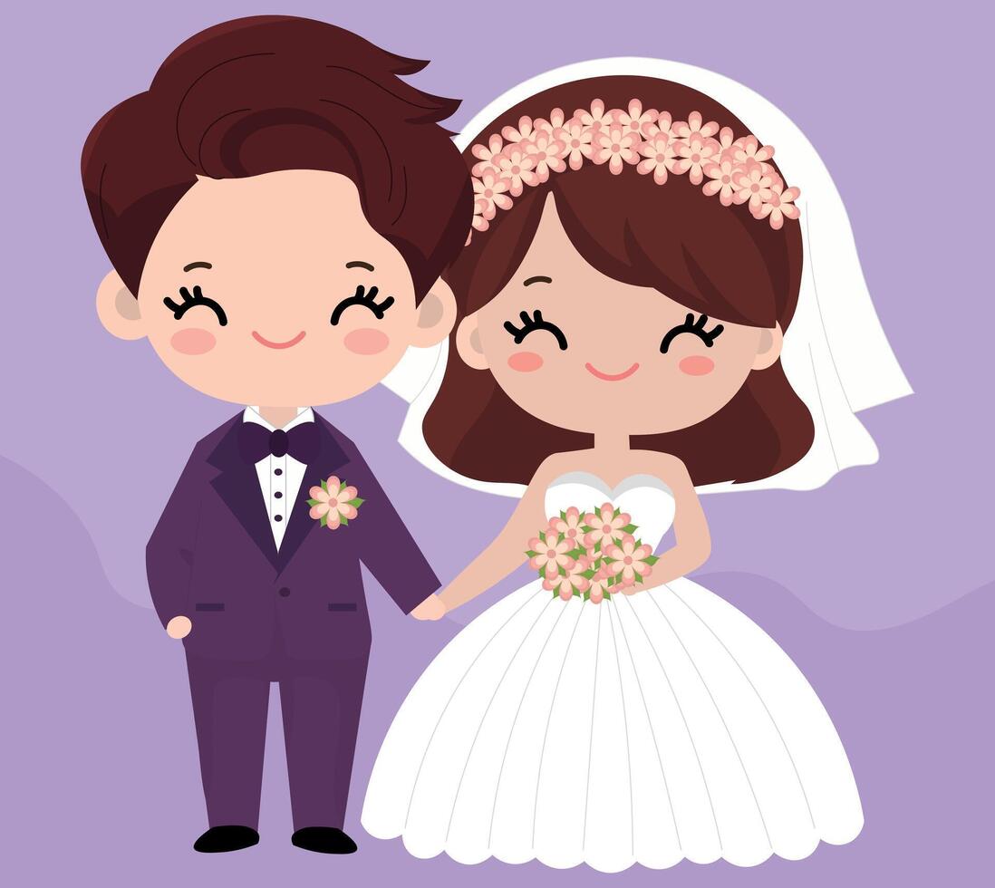 süß Hochzeit Paar Vektor Hintergrund Illustration