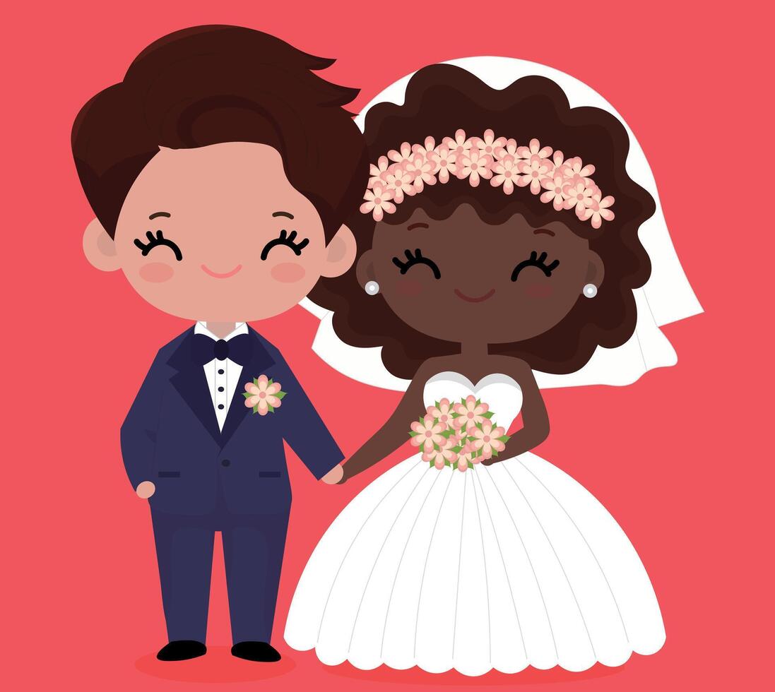 süß Hochzeit Paar Vektor Hintergrund Illustration