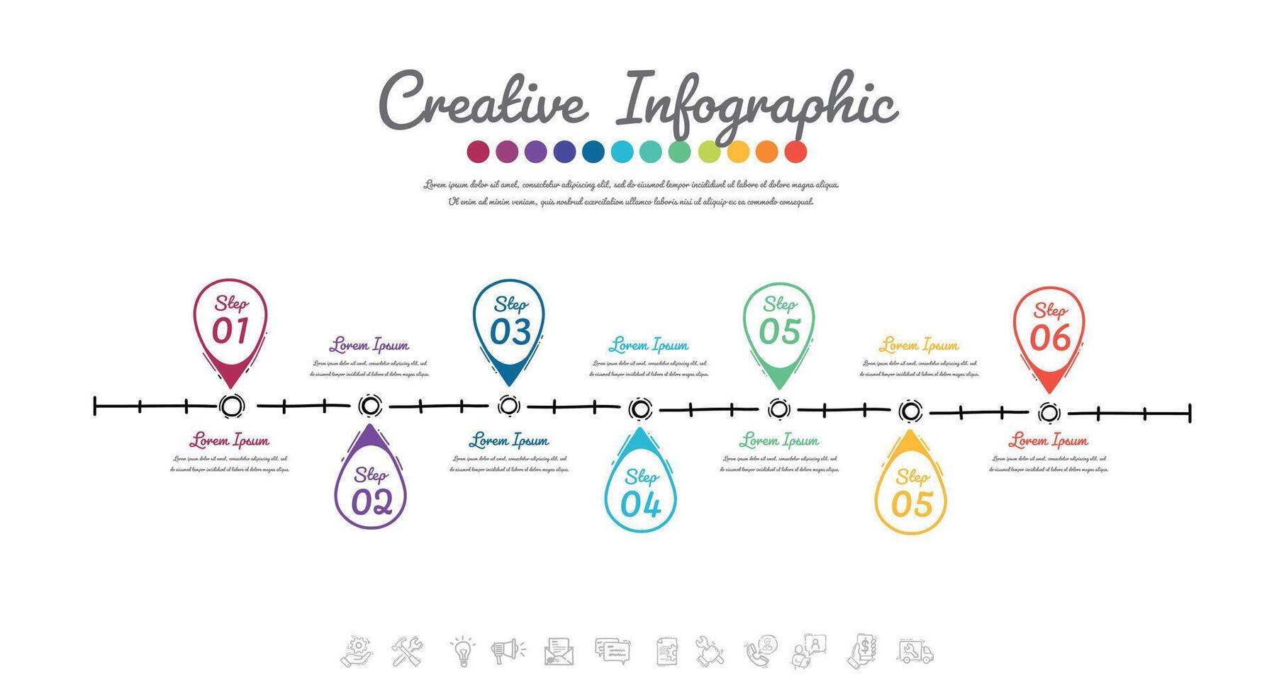 tidslinje infographic mall med 6 alternativ, vektor infographics design och presentation företag.