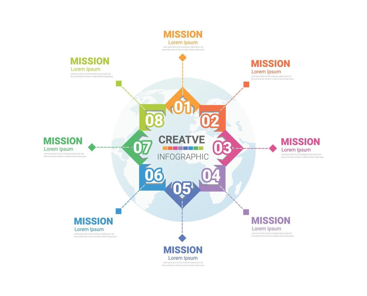 cirkel infographic tunn linje design och 8 alternativ eller steg. infographics för företag begrepp. kan vara Begagnade för presentationer baner, arbetsflöde layout. vektor