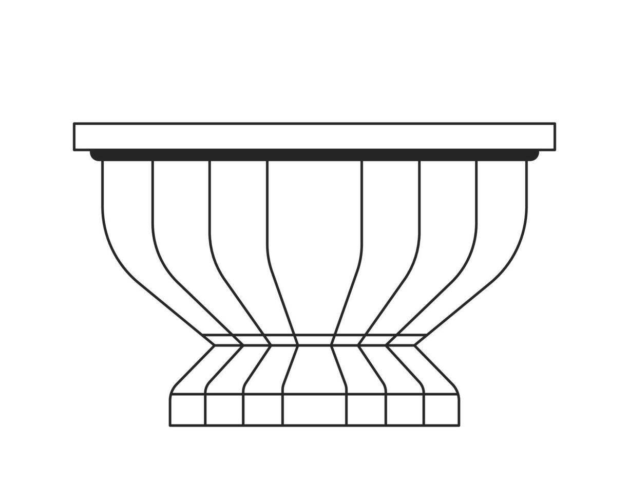 elegant keramisk planter svart och vit 2d linje tecknad serie objekt. blomkruka tömma isolerat vektor översikt Artikel. botanisk estetik. årgång pott för inomhus- växter enfärgad platt fläck illustration