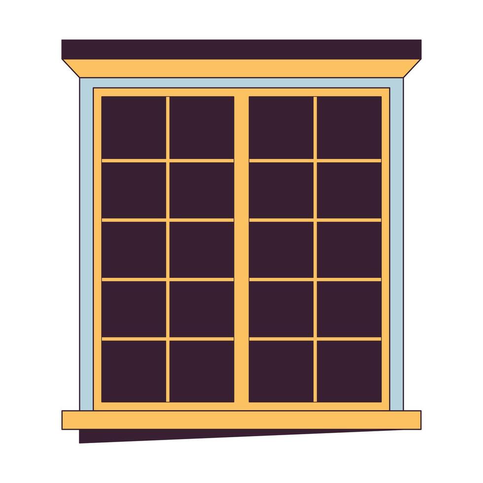 fönster byggnad exteriör 2d linjär tecknad serie objekt. bostads- strukturera. Hem glas fönster isolerat linje vektor element vit bakgrund. arkitektur modern ram Färg platt fläck illustration