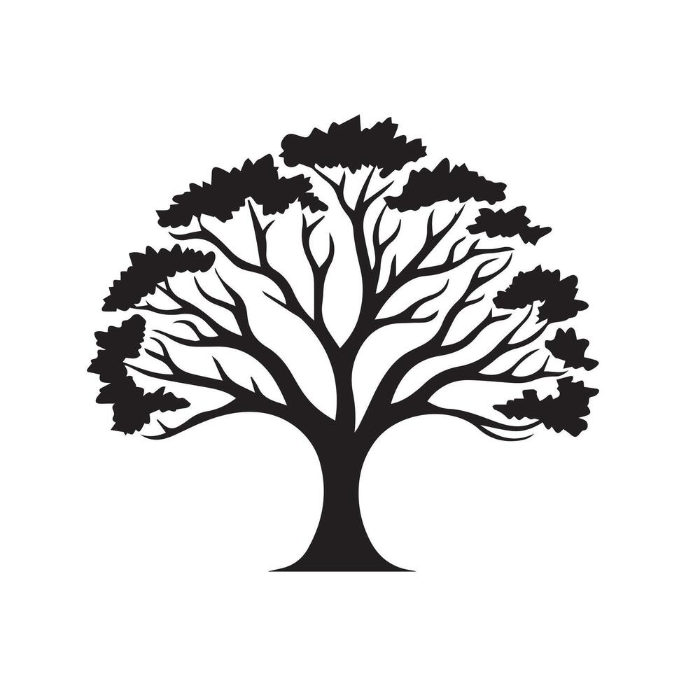 Baum Symbol isoliert schwarz auf Weiß Hintergrund. Vektor Illustration.