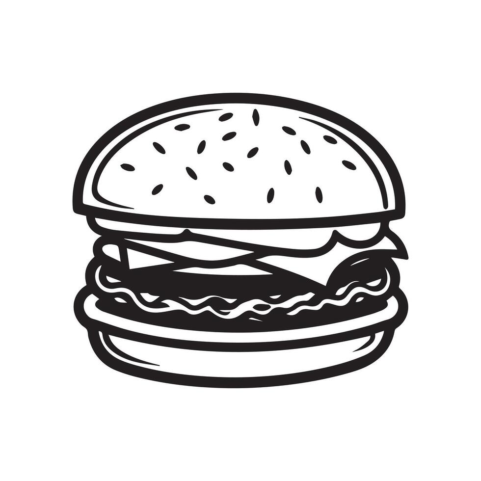 Burger Essen Symbol Weiß Hintergrund Vektor Design.