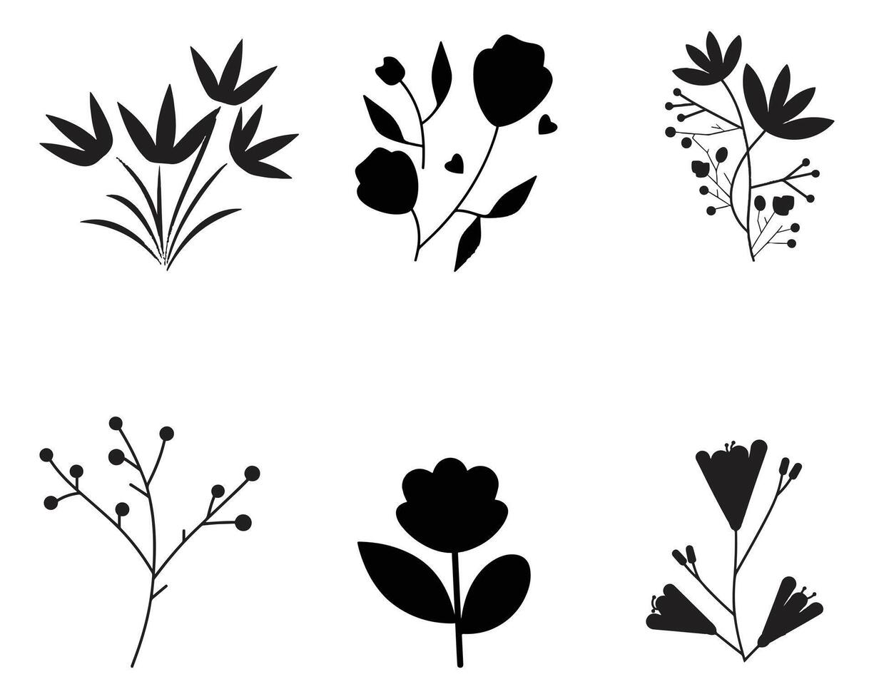 Hand gezeichnet Blumen- Vektor auf Weiß Hintergrund Lager Illustration