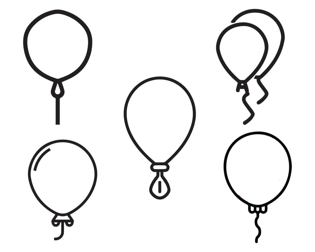 Luftballons Ball Symbol einstellen Vektor Lager schwarz einfach eben Gliederung Illustration