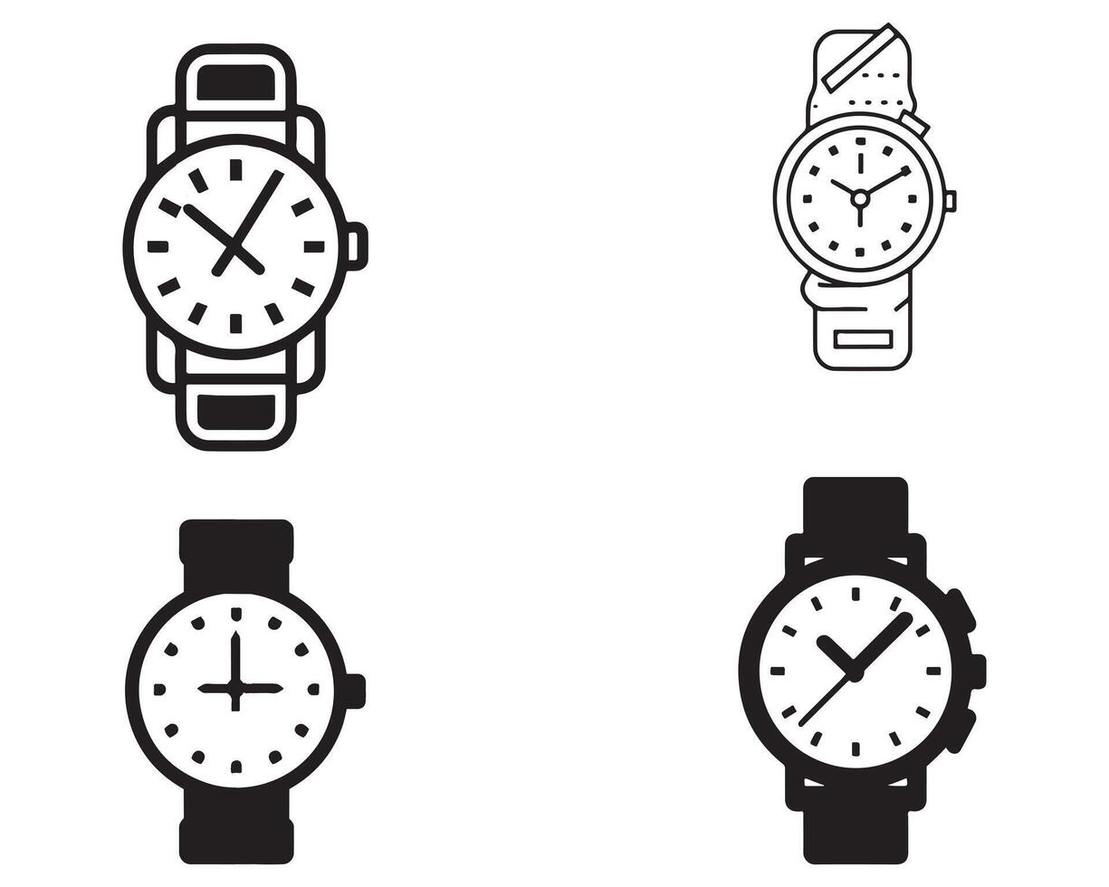 armbandsur vektor ikon samling på vit bakgrund stock illustration