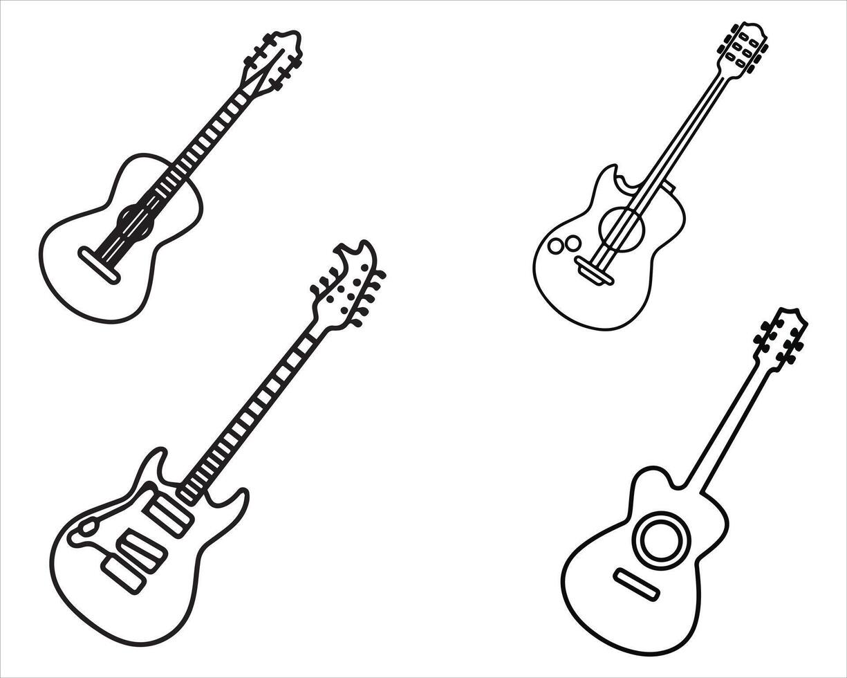 elektrisch Gitarre einstellen gezeichnet durch Hände Vektor Illustration auf Weiß Hintergrund