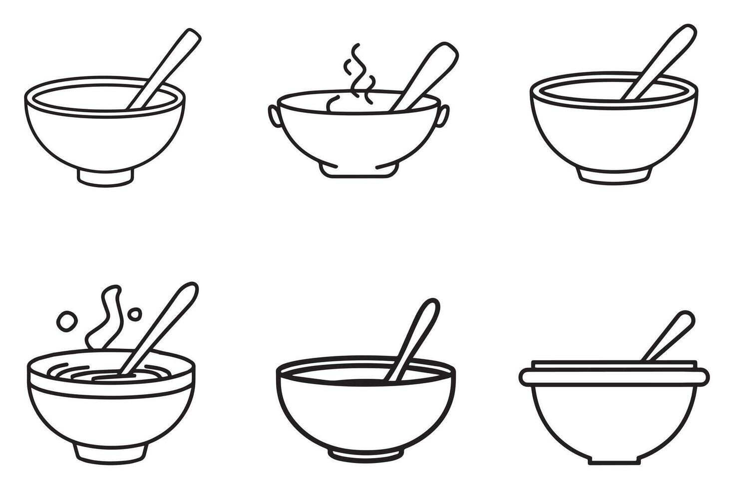 Schüssel und Löffel einstellen Vektor Design auf Weiß Hintergrund Illustration