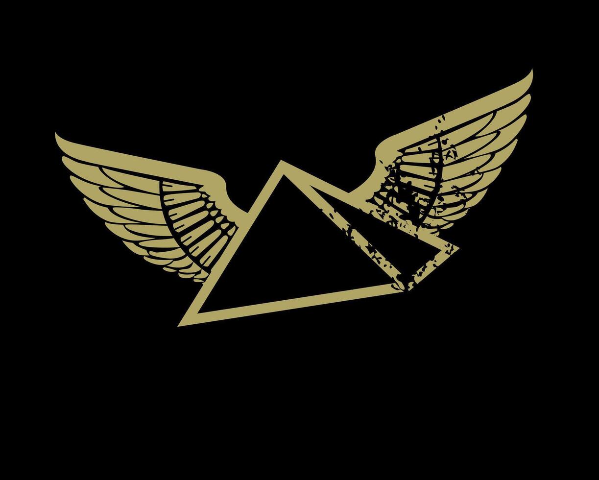 Design zum T-Shirt von ägyptisch Pyramide mit Flügel. ägyptisch Symbol von gut Omen. vektor