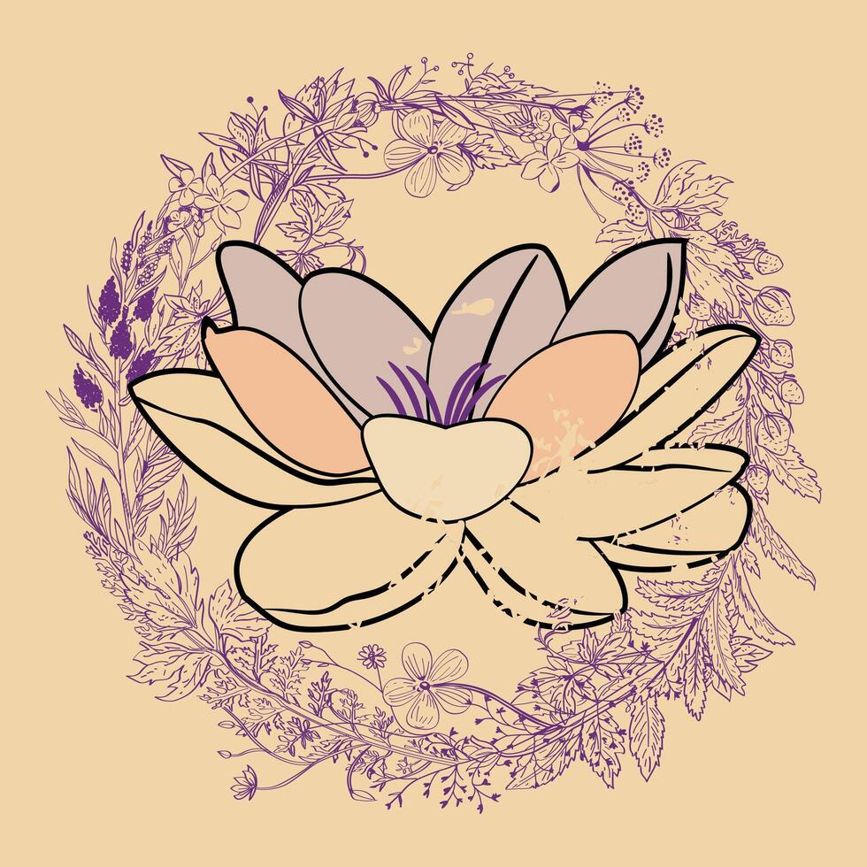 Lotus Blume T-Shirt Design mit perlmutt Töne vektor