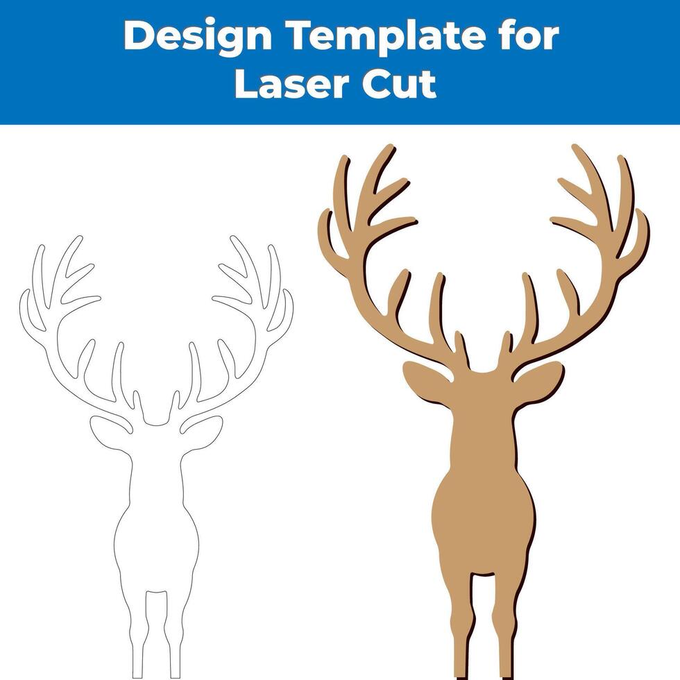 trä- rådjur laser skära design element i vektor eps