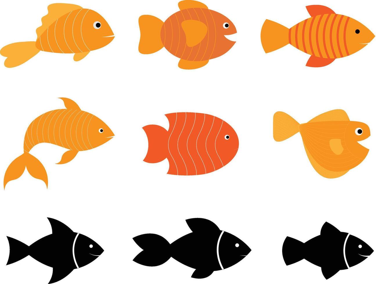 uppsättning av 9 vektor fisk till göra din mönster stänk med kreativitet