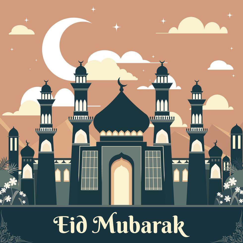 modern Stil Ramadan Mubarak Gruß Karten vektor