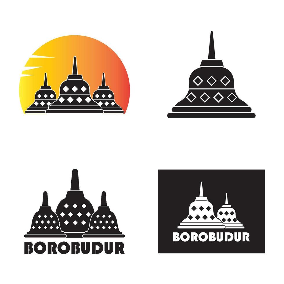 borobudur tempelikon logotyp vektor design mall