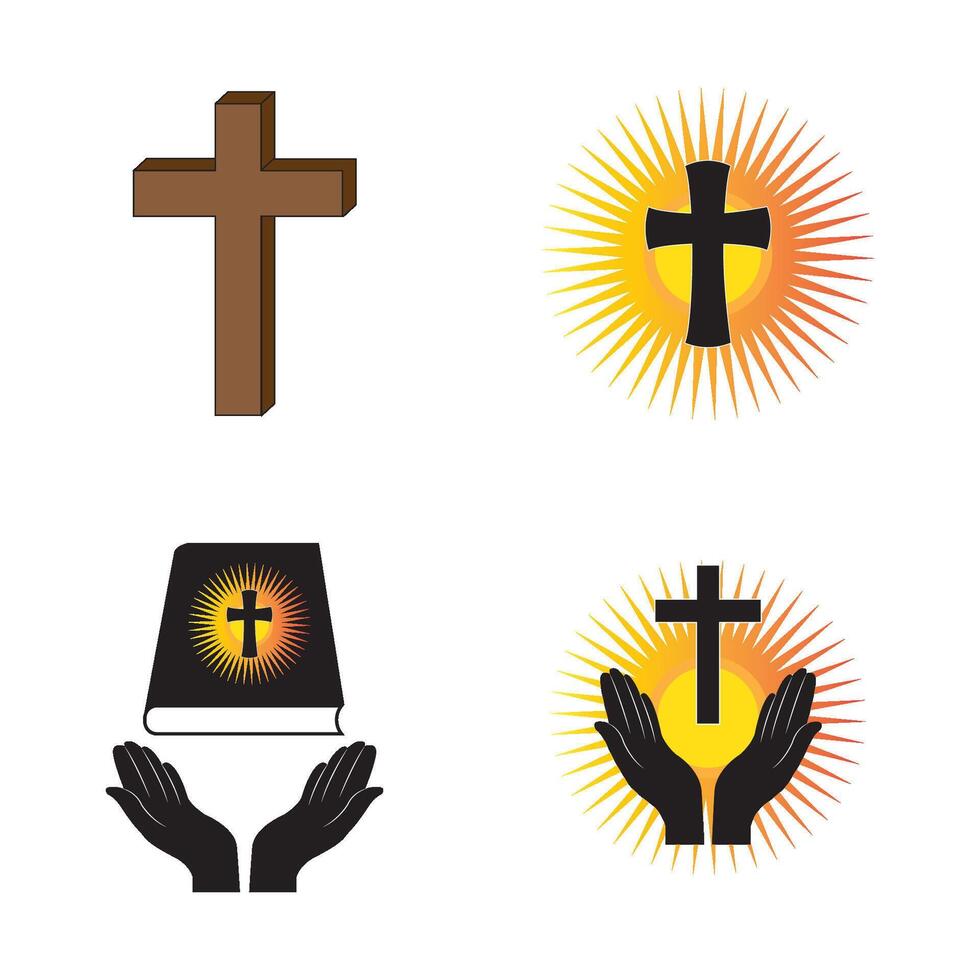 kristen korsa ikon logotyp vektor design mall