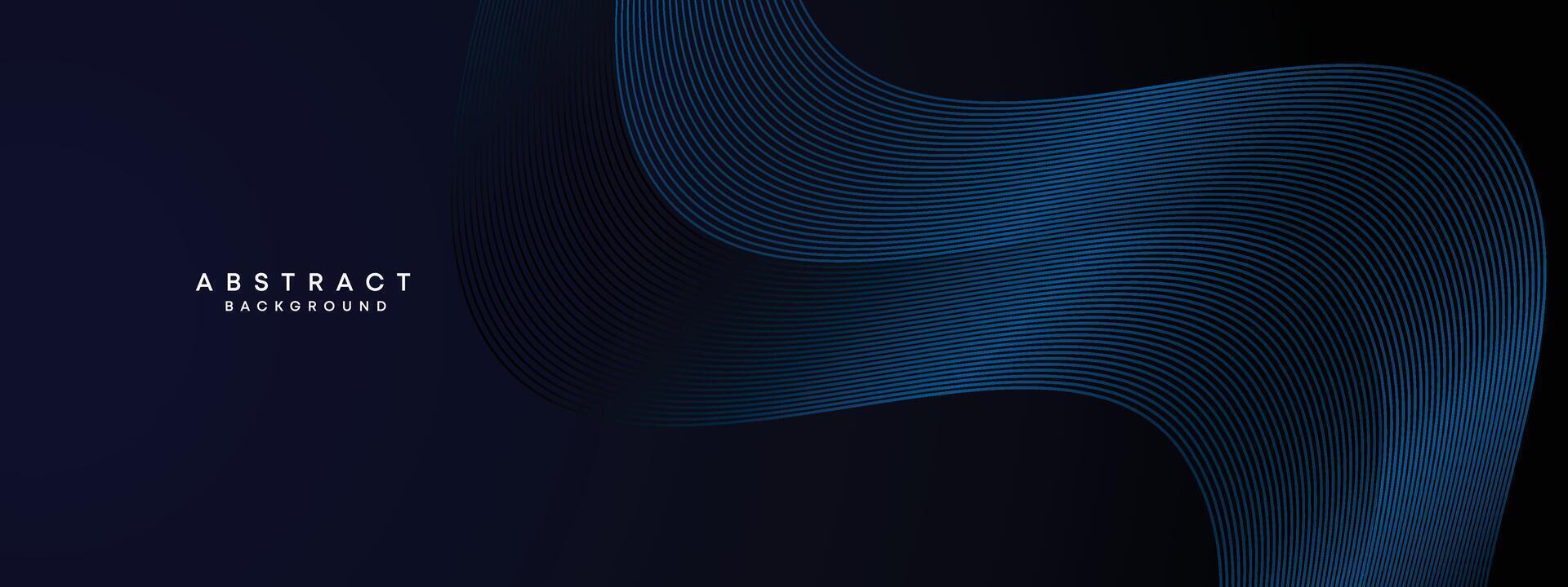 dunkel Marine Blau abstrakt winken Kreise Linien Technologie Hintergrund. modern Blau Gradient mit glühend Linien glänzend geometrisch gestalten Diagonale. zum Broschüre, Abdeckung, Poster, Banner, Webseite, Header, Flyer vektor