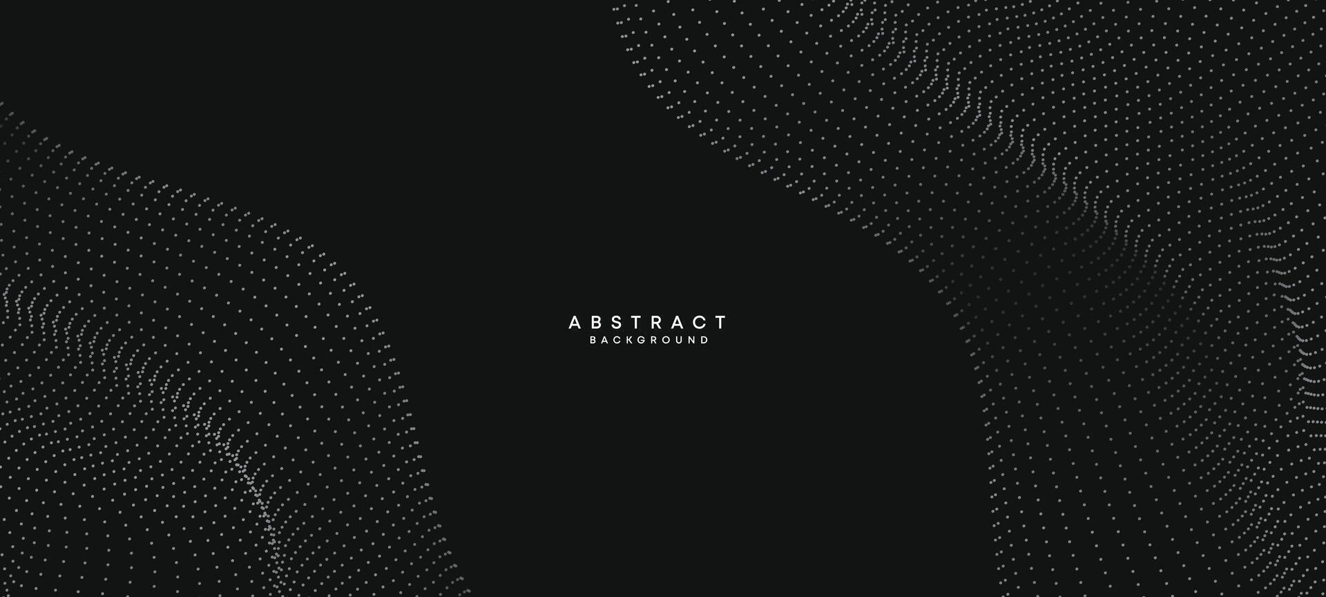 abstrakt Schwarz, Weiß Gradient fließend Punkt winken Partikel geometrisch Technologie Hintergrund. Digital futuristisch Ente grau Gradient gepunktet Welle. Konzept zum Wissenschaft, Musik- Abdeckung, Webseite, Header vektor