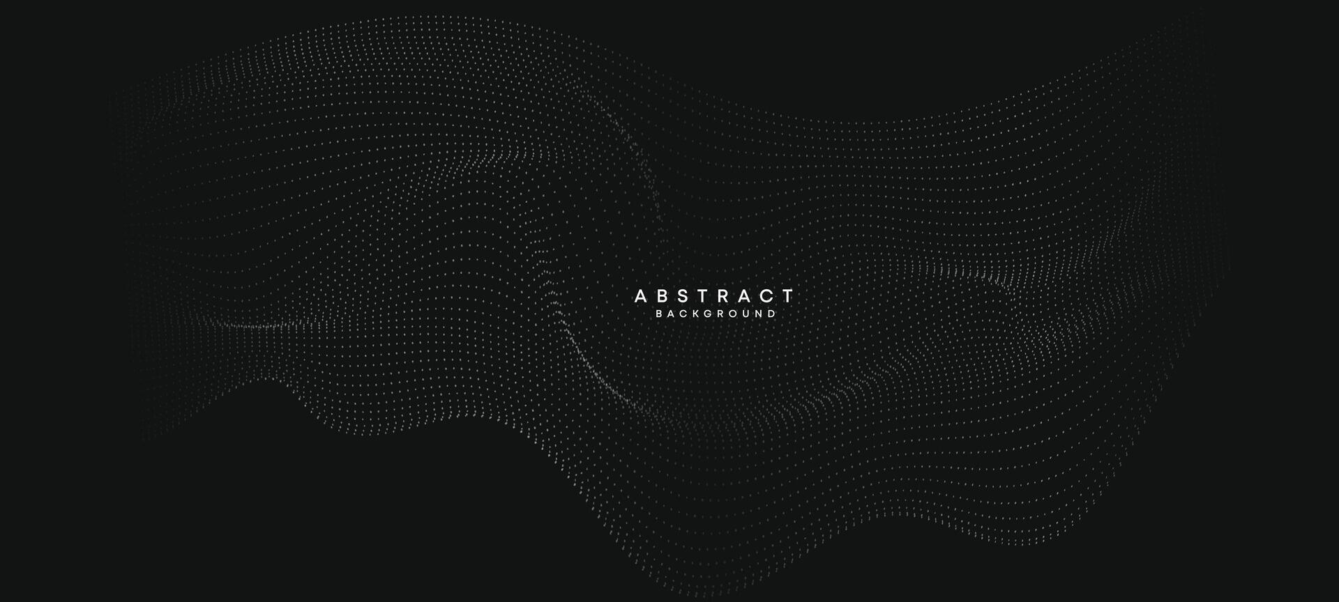 abstrakt Schwarz, Weiß Gradient fließend Punkt winken Partikel geometrisch Technologie Hintergrund. Digital futuristisch Ente grau Gradient gepunktet Welle. Konzept zum Wissenschaft, Musik- Abdeckung, Webseite, Header vektor