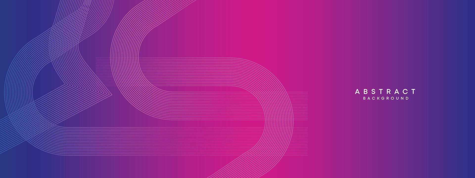 Blau, lila Gradient abstrakt winken Kreise Linien Technologie Netz Banner Hintergrund. modern Magenta, Rosa Gradient mit glühend Linien und glänzend geometrisch diagonal gestalten zum Broschüre, Abdeckung, Header vektor