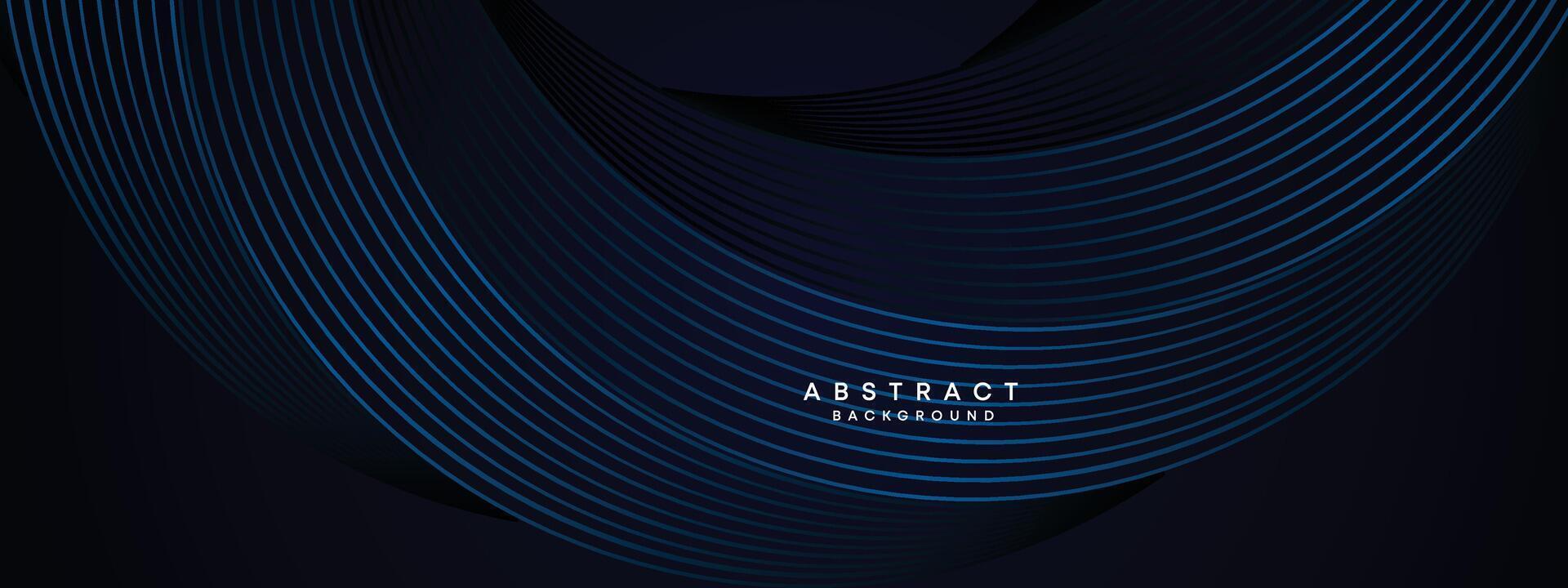 dunkel Marine Blau abstrakt winken Kreise Linien Technologie Hintergrund. modern Blau Gradient mit glühend Linien glänzend geometrisch gestalten Diagonale. zum Broschüre, Abdeckung, Poster, Banner, Webseite, Header, Flyer vektor